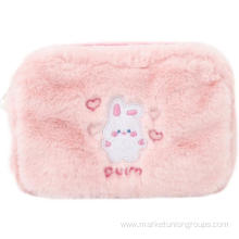 Korean plush new cosmetic bag, high-end, simple, 2021 super hot, good-looking high-value female portable storage bag